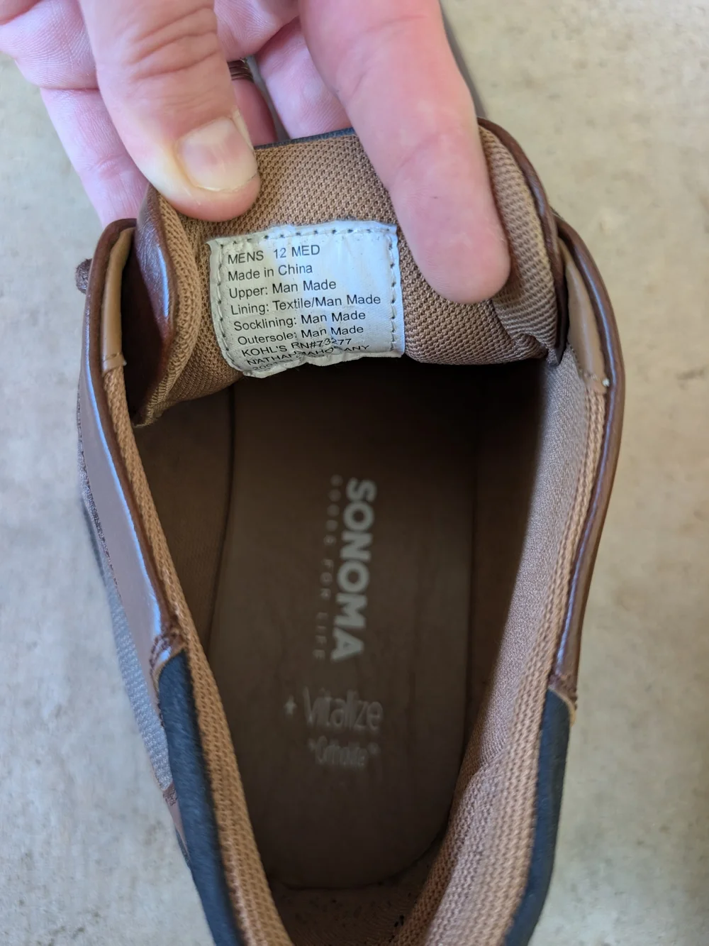 Men's Size 12 Sonoma Brown Leather and Fabric Chukka Boots Dress Shoes